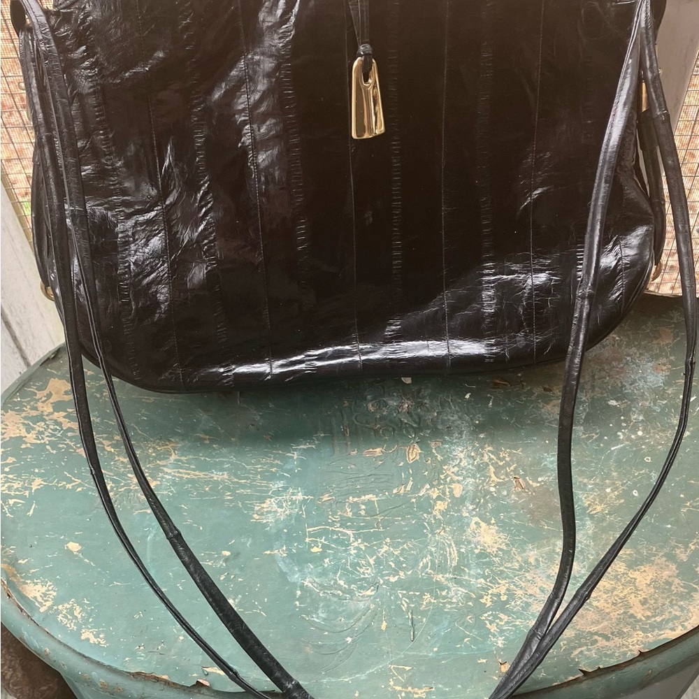 Vintage Black Eelskin Purse Handbag